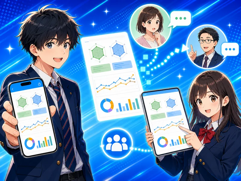 成績レポートを共有して相談する画面イメージ